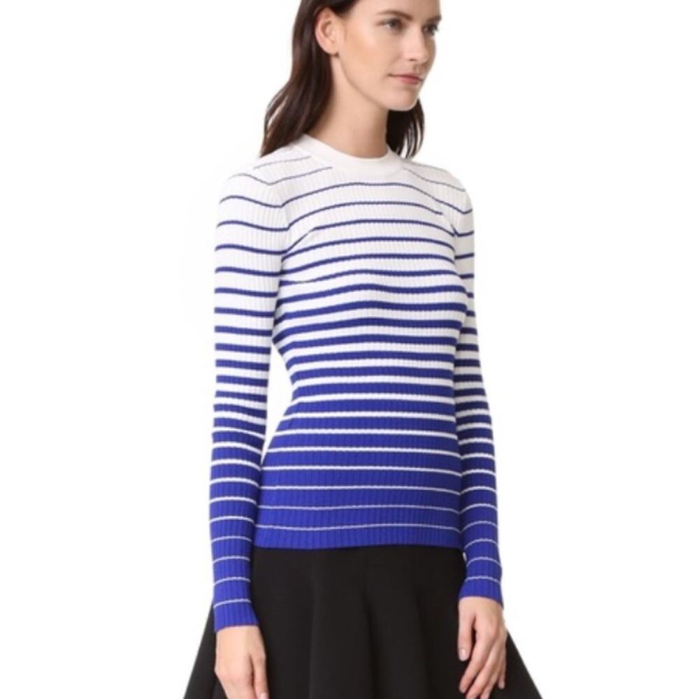 Milly Striped Blue & White Ombre Pullover Sweater Size Large
